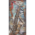 100% Hand Painted Metal Wall Art Painting with Sax